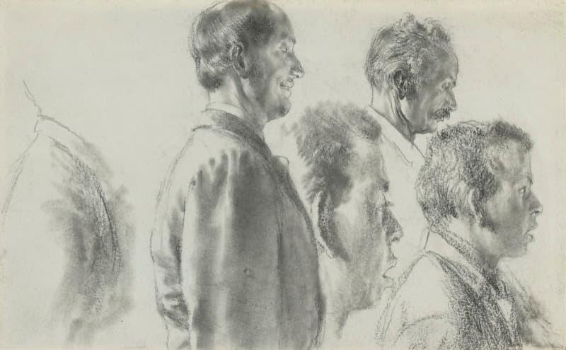 Studies of Male Heads in Profile by Adolph Menzel