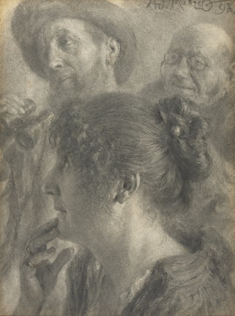 Three Spectators at a Spectacle (Study) by Adolph Menzel