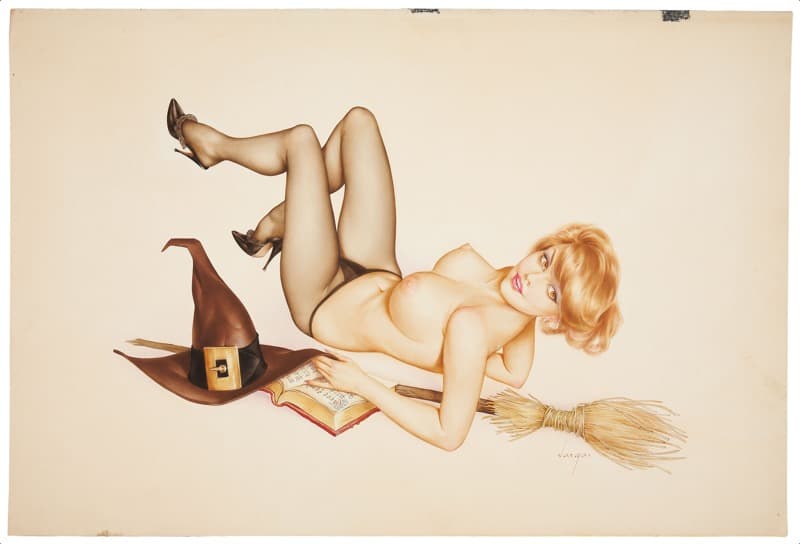 Pin-up Enchantress in Rose and Cream by Alberto Vargas